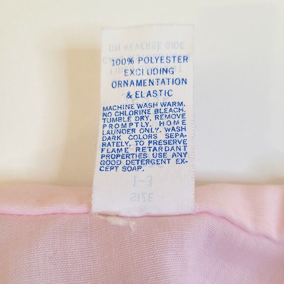 Her Majesty Vintage Girls Wrap Dress/Gown Size 1-3 Pink Eyelet Trim Made in USA - Picture 6 of 10